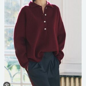 Zara Oversized Burgundy Wool Polo Shirt